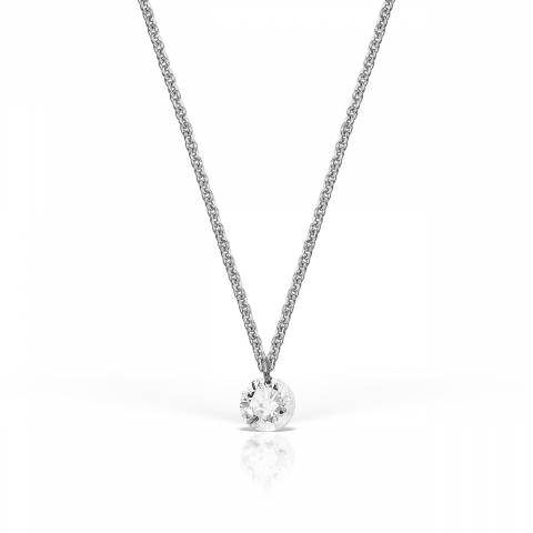 Lantisoare - Colier cu Diamant, aur alb 18K