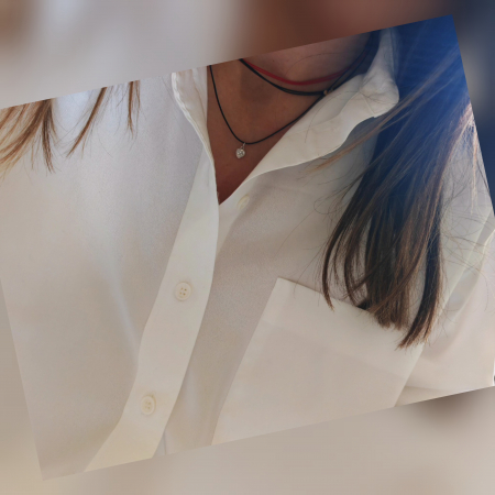 Colier cu snur reglabil si inima din aur alb 18K cu diamante [2]