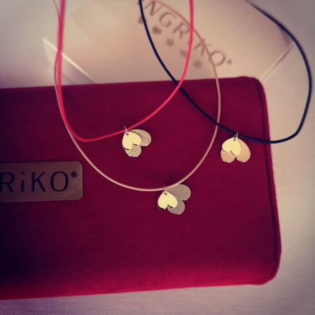 Colier snur cu pandantiv din aur 14K Duo Inimi – simbol al iubirii [3]