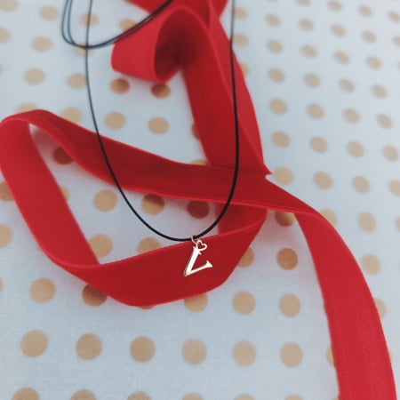Colier snur reglabil - Colier snur reglabil cu litera v - Aur galben 14K