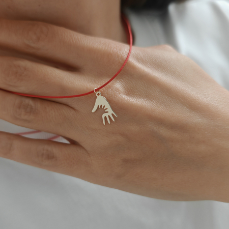 Lantisoare - Colier snur reglabil cu pandantiv aur 14K hands