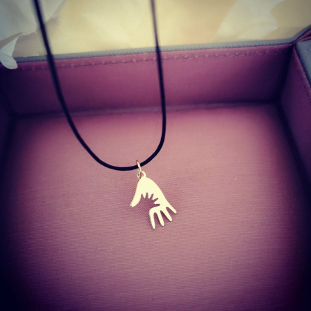 Colier snur reglabil cu pandantiv aur 14K hands [1]