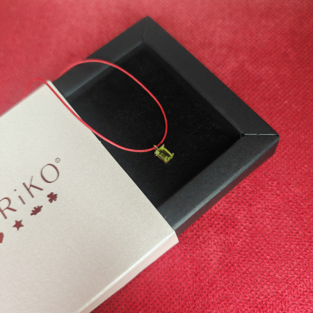 Lantisor Aur - Colier Snur Reglabil cu Peridot Natural Baguette, Montura Solitaire din Aur Galben 14K