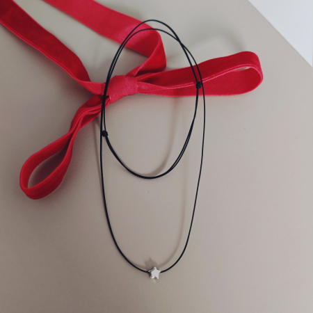 Colier snur reglabil cu stea din argint 925 [1]