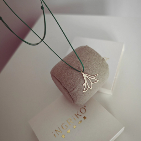 Colier snur reglabil floare aur 14K satinat [3]