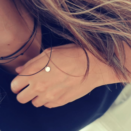 Colier snur reglabil mini banut aur galben 14K [2]