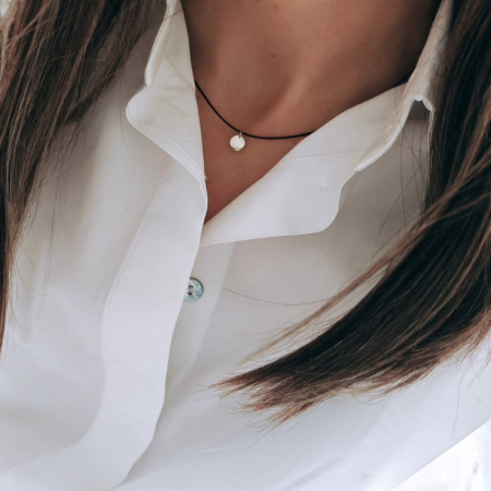 Choker aur - Colier snur reglabil mini banut aur galben 14K