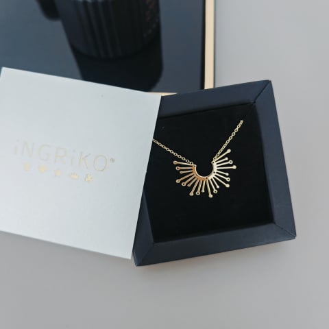 Lantisor Argint Femei - Colier Soare auriu din Argint 925 Placat cu Aur