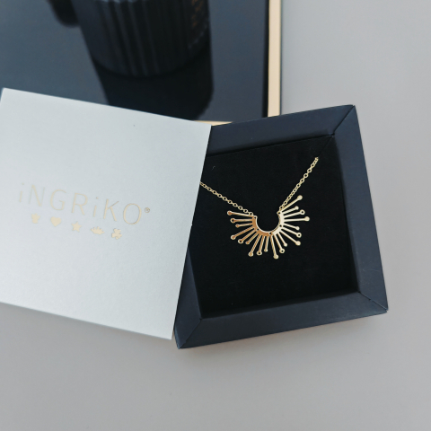 Lantisor Argint - Colier Soare din Argint 925 Placat cu Aur – Bijuterie cu Pandantiv Soare