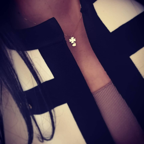 Colier trifoi si inimioara- aur galben [2]