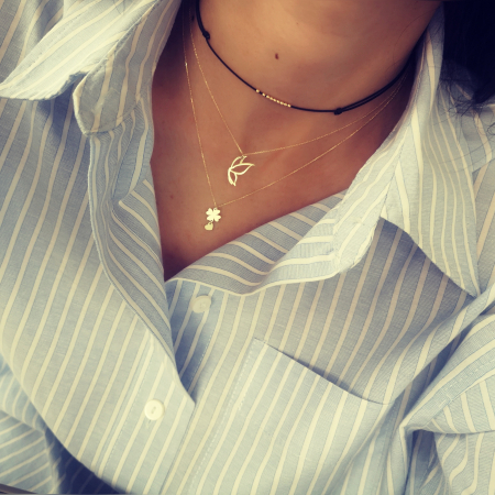 Colier trifoi si inimioara- aur galben [3]