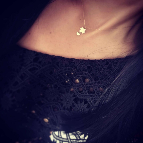 Colier trifoi si inimioara- aur galben [4]