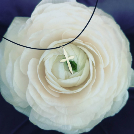 Choker aur - Cruciulita aur 14K pe snur reglabil pentru gat