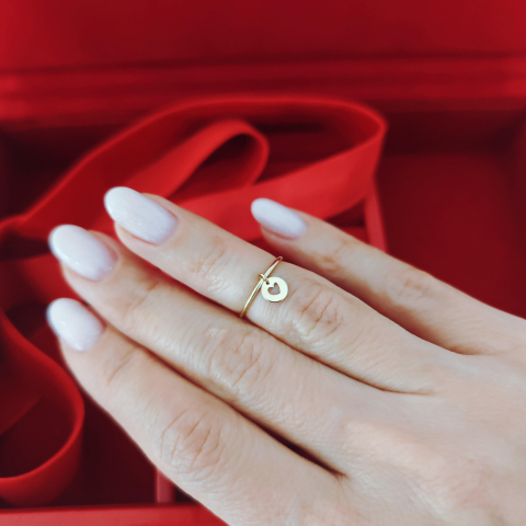 Cadou pentru Iubita - Inel Banut Falanga, Aur Galben 14K