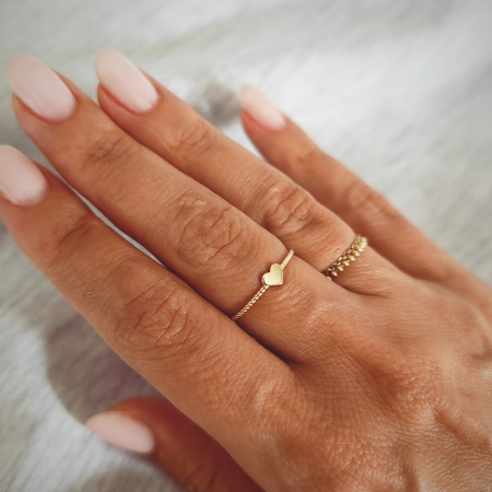 Inele - Inel impletit cu inima din aur galben 14K – Minimalist