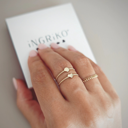 Inel impletit cu inima din aur galben 14K – Minimalist [3]