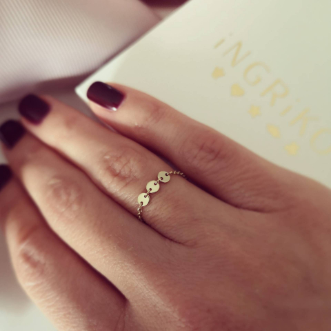 Bijuterii Personalizate - Inel lant Banuti, aur galben 14K