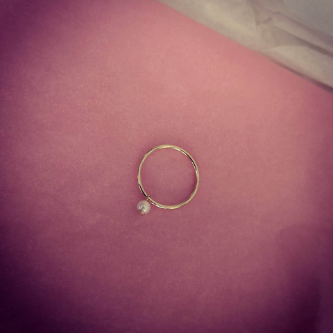 Inel minimalist aur 14K cu perla, pentru falanga [5]