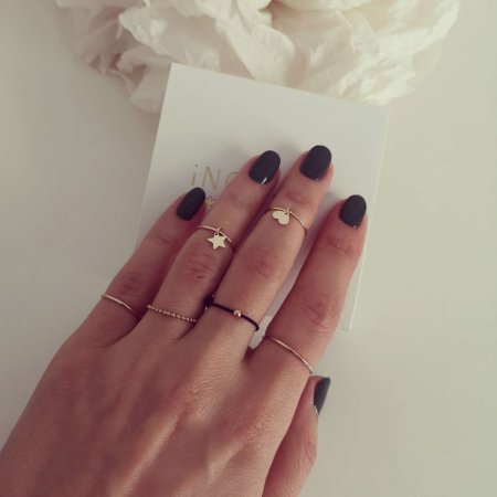 Inel snur negru cu biluta aur 14K [2]