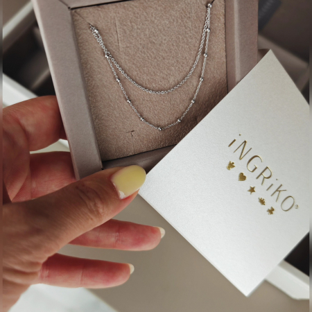 Lant dublu din argint 925 rodiat cu bilute si lantisor fin [2]