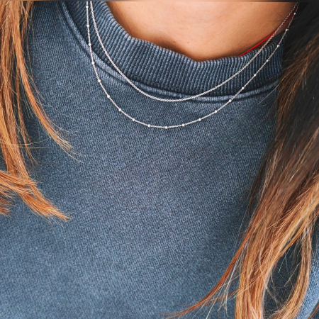 Lant dublu din argint 925 rodiat cu bilute si lantisor fin [1]