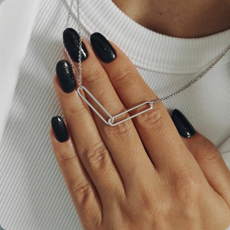 Cadouri - Lantisor dublu geometric din argint 925 rodiat