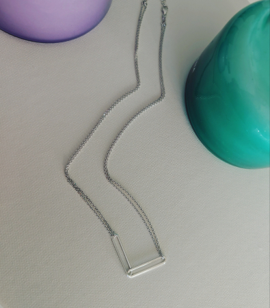 Lantisor dublu geometric din argint 925 rodiat [4]