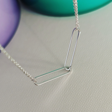 Lantisor dublu geometric din argint 925 rodiat [3]