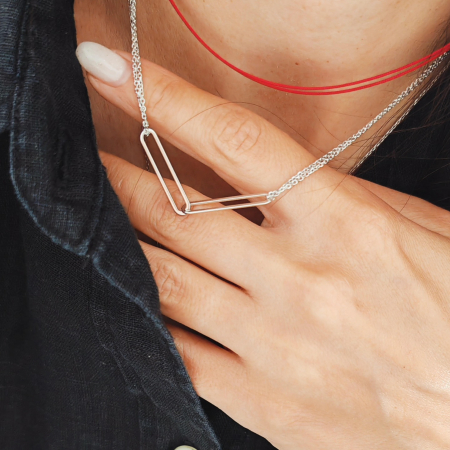 Lantisor dublu geometric din argint 925 rodiat [2]