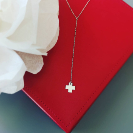 Lantisoare - Lant lung din argint 925 rodiat cu simbol cruce