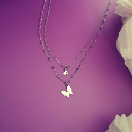 Lantisor argint 925 fluturas si trifoi [2]