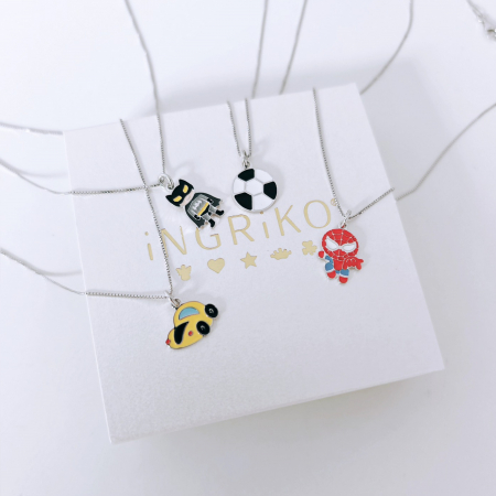 Lantisor argint copii baieti cu masinuta colorata [1]