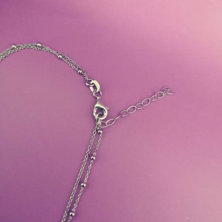 Lantisor argint femei – colier dublu cu fluture si trifoi [3]