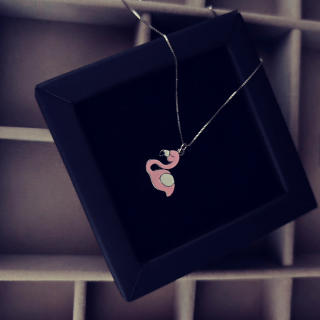 Lantisor copii argint 925 – pandantiv flamingo roz, simbol al gingasiei [2]
