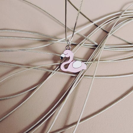 Lantisor copii argint 925 – pandantiv lebada roz, simbol al gingasiei [2]