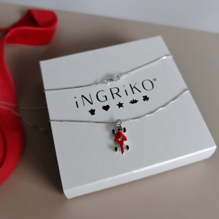 Lantisor copii baieti din argint 925 cu masinuta rosie F1 [1]