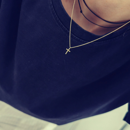 Bijuterii Personalizate - Lantisor cu pandantiv cruce aur 14K