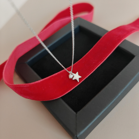 Cadouri - Lantisor cu perla de cultura si steluta din argint 925 rodiat