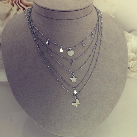 Lantisor dublu din argint 925 cu stea si luna [2]