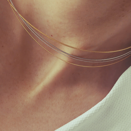 Lantisor flexibil din argint 935 rodiat – stil choker 35 cm [3]