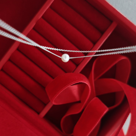 Lantisor Argint - Lantisor lung din argint 925 cu perla naturala de cultura – 110 cm