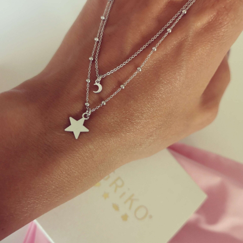 Lantisor dublu din argint 925 cu stea si luna [1]