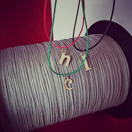 Pandantiv aur 14K litera n pe colier snur [1]