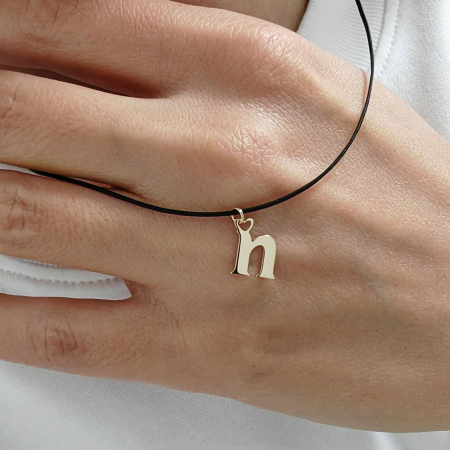 Pandantiv aur 14K litera n pe colier snur [2]