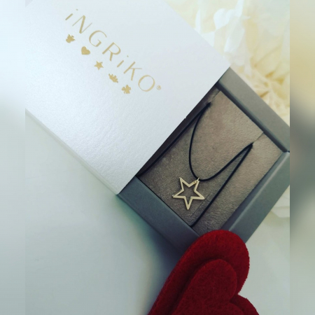 Choker aur - Pandantiv aur stea 14K pe snur reglabil