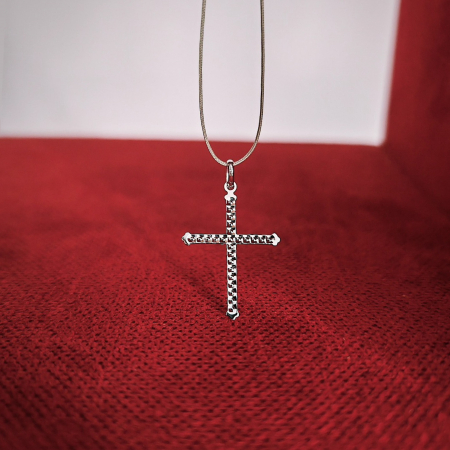 Pandantiv cruciulita argint 925 - colier snur reglabil [1]