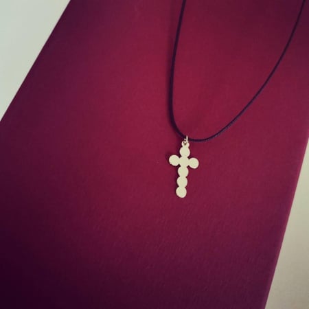 Pandantiv Aur Copii - Pandantiv Cruciulita Aur galben 14K pe snur reglabil