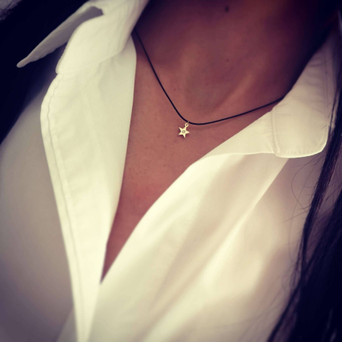Choker aur - Pandantiv steluta cu diamant, aur 14K