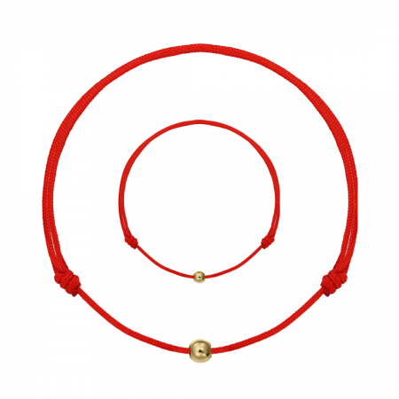 Bratara snur aur - Set 2 bratari mama si bebe, biluta aur galben 14K