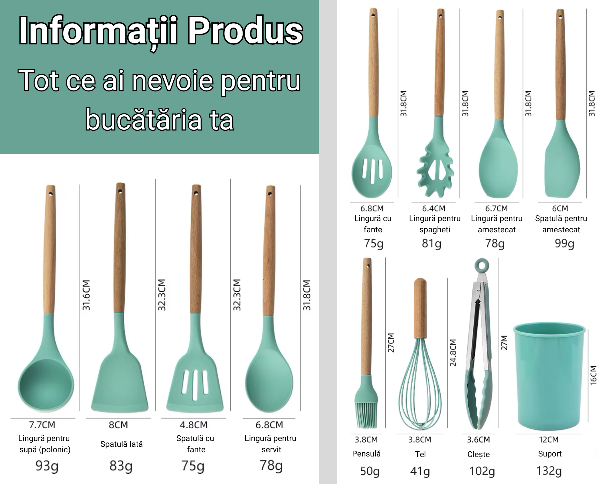 ustensile de bucatarie din silicon cu suport
